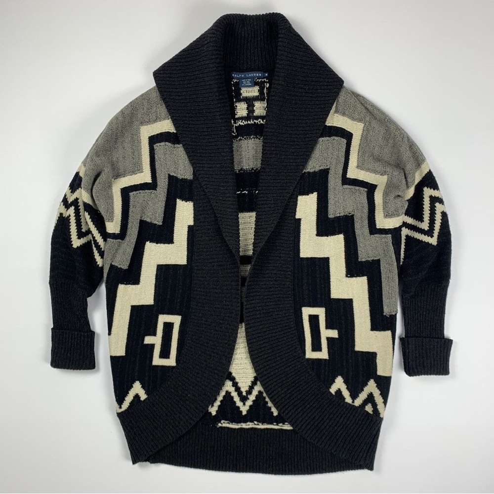 Ralph Lauren CARDIGAN Sweater AZTEC Southwestern CASHMERE Boho WESTERN Women XS
